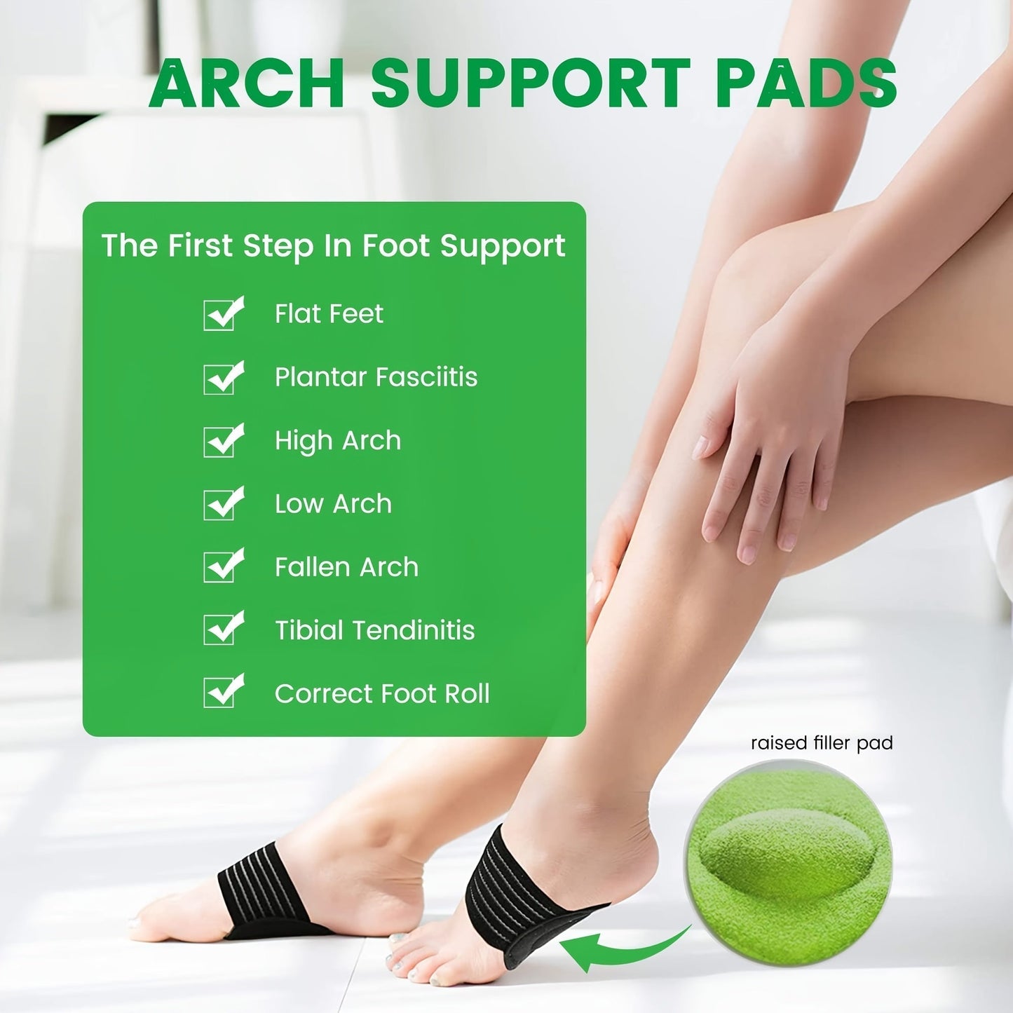 2Pcs Soft Arch Compression Cushioned Support