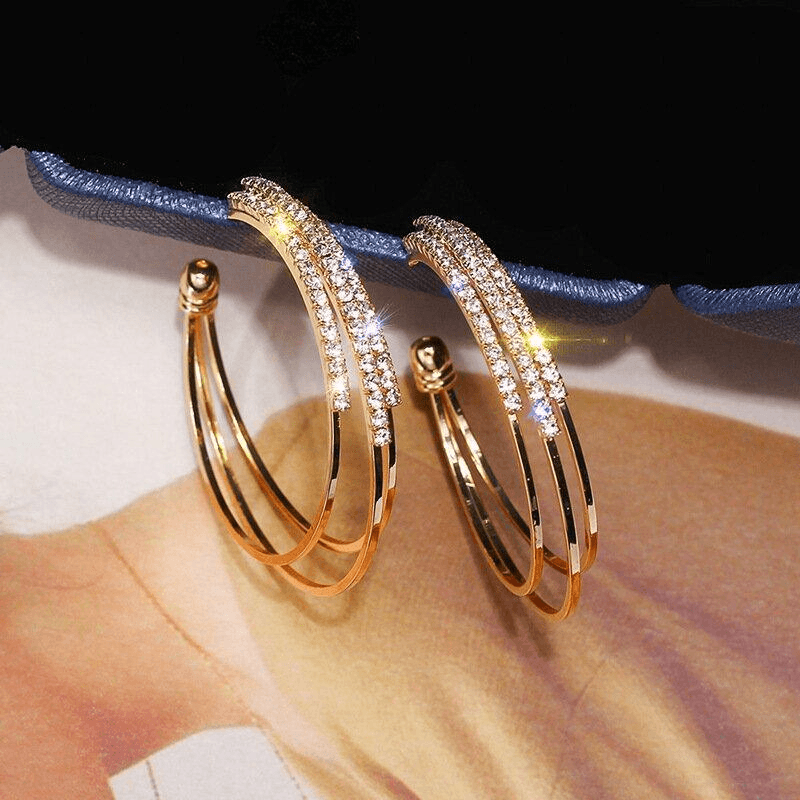 Diamond Gold Interlaced Piercing Earrings